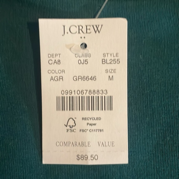 J. Crew Green Sweatshirt with Ruffle Sleeve Size Medium - Picture 16 of 16